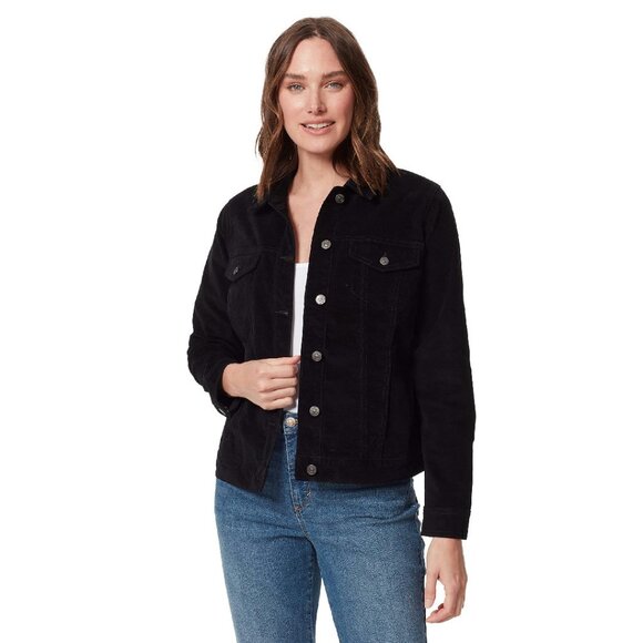 Stretch Corduroy Jean Jacket with Collar & Pockets Regular Fit